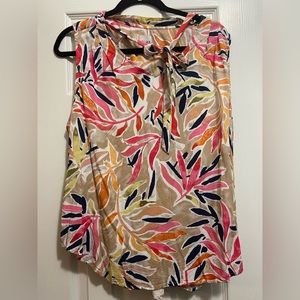 NIC + ZOE XXL PINK YELLOW BEIGE TOP FLORAL SUMMER SAFARI